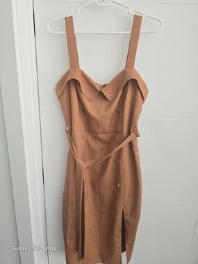 JLUXLABEL Terracotta Double-Breasted Midi Dress